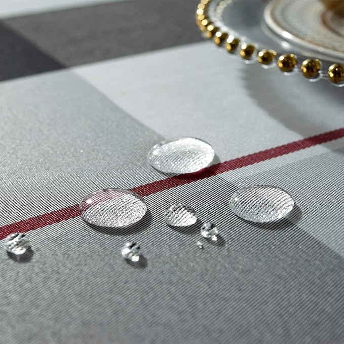 Rectangle Tablecloth Plaid Style Polyester Table Cloth Spillproof Wrinkle Resistant Heavy Weight Table Cover for Kitchen Dinning Tabletop (Rectangle/Oblong, 60" x 120" (10-12 Seats),Grey)