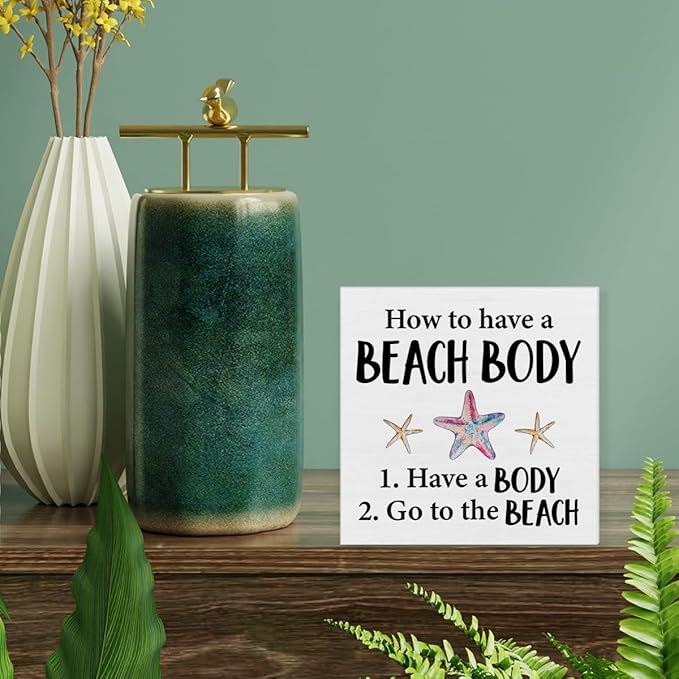 Wood Block Sign - Home Beach House Decor - Desk Table Shelf
