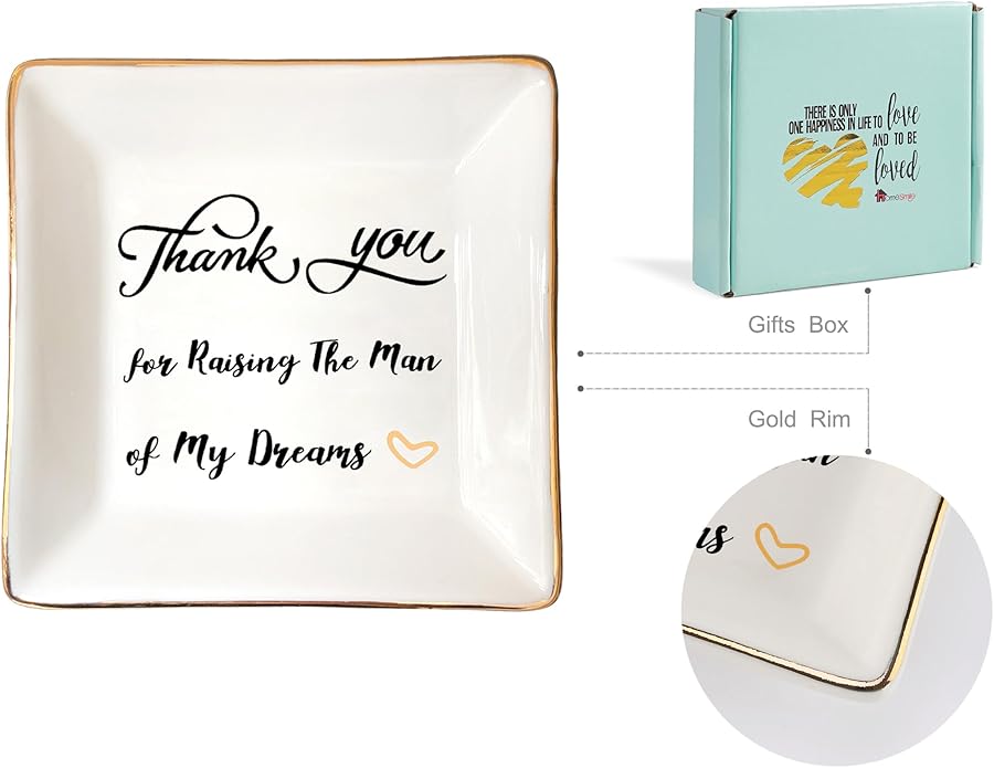 HOME SMILE Ceramic Ring Dish Jewelry Tray for Mom Sister Friends