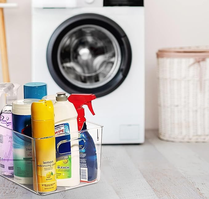 Clear storage organizer bins, Kitchen Cabinet Organizers and Storage Baskets Pantry Fridge Containers for Organizing Cabinet Organization Perfect for, Foods, Snacks, Chips, Vitamin, Spices, Makeup