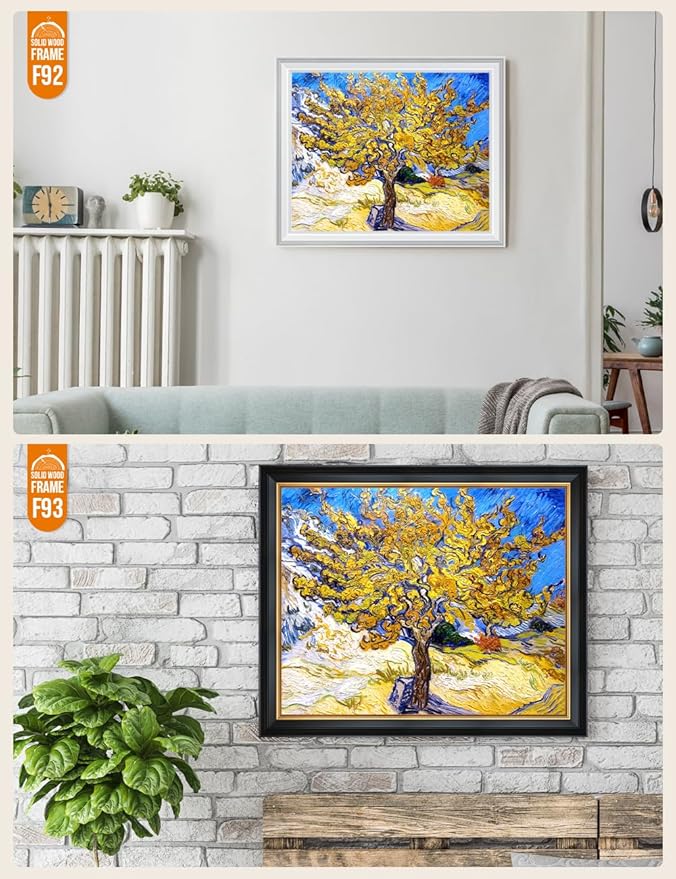 DECORARTS - The Mulberry Tree - Vincent Van Gogh Giclee Prints w/Antique Brown Frame for Wall Decor. Picture Size: 20x16, Total Size w/Frame: 23x19