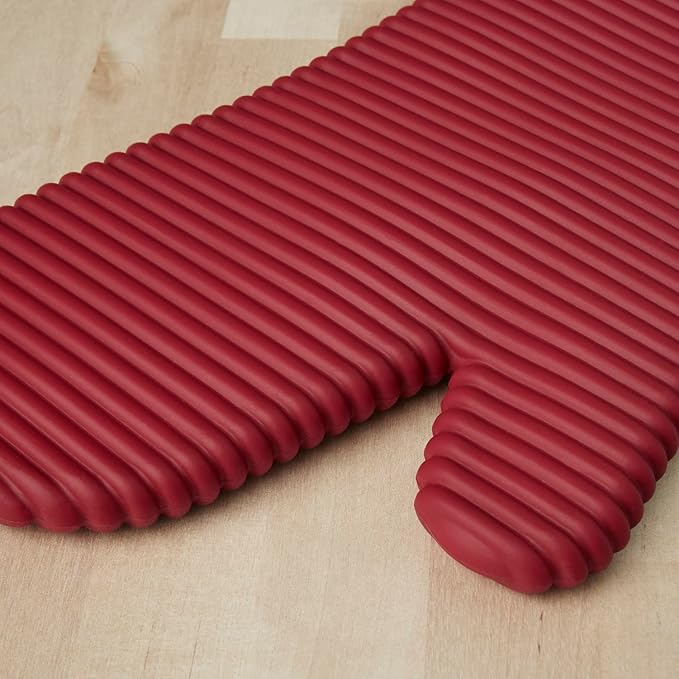 KITCHENAID Ribbed Soft Silicone Oven Mitt 2-Pack Set, 7.5"x13", Passion Red