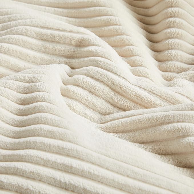 Fancy Homi 4 Packs Cream Decorative Throw Pillow Covers 20x20 Inch for Living Room Couch Bed Sofa, Rustic Farmhouse Boho Home Decor, Soft Cross Corduroy Patchwork Accent Square Cushion Case 50x50 cm