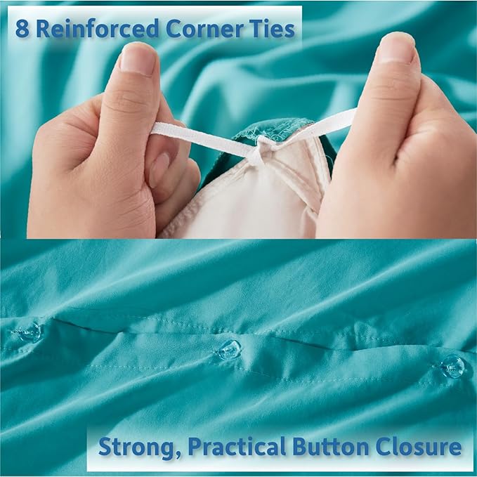 Nestl Twin Duvet Cover Set - Soft Double Brushed Teal Duvet Cover Twin XL, 2 Piece, with Button Closure, 1 Duvet Cover 68x90 inches and 1 Pillow Sham