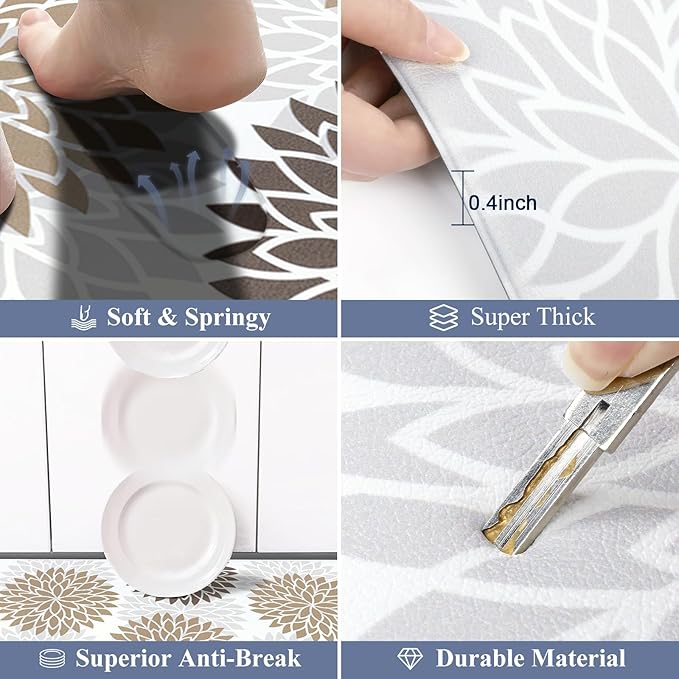 HEBE Cushioned Kitchen Mat Anti Fatigue Floor Mat Runner 20"x71" Non Slip Kitchen Mats for Floor Waterproof Kitchen Rugs and Mats Ergonomic Comfort Mat for Office,Sink,Laundry,Desk