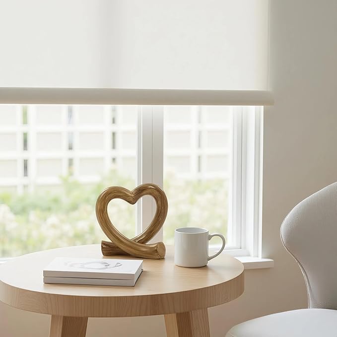 Imitation Wood Grain Heart Sculpture – Rustic Love Figurine for Farmhouse Decor, Nature-Inspired Romantic Gift, Anniversary or Engagement Present