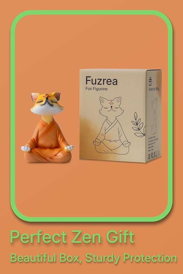 Zen Fox Figurine — Meditating Fox Buddha Statue for Home Decor, Living Room, Yoga & Meditation Accent, Shelf, Table, Desk Decor, Outdoor Garden Decor, Gifts for Women