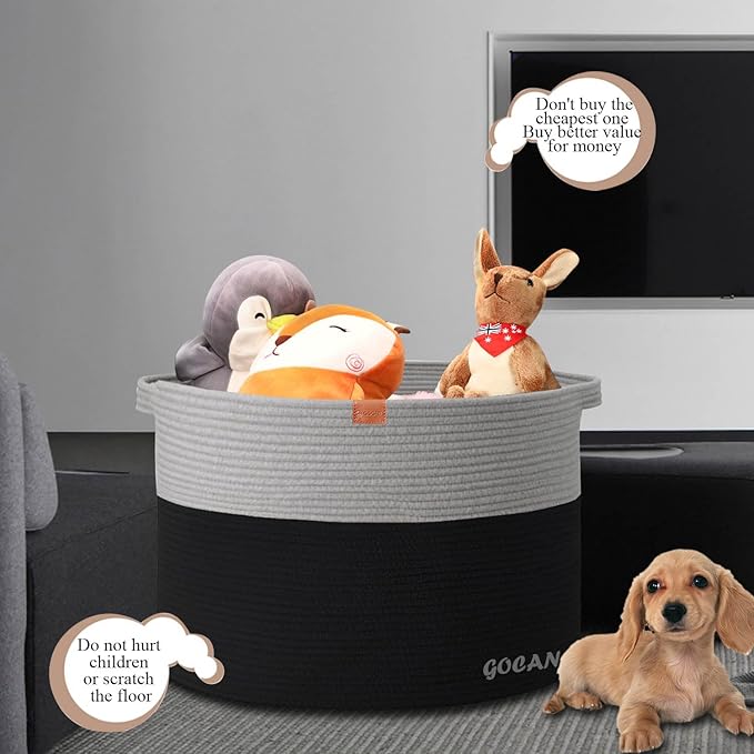 Extra Large Storage Laundry Basket 22" X 22"X 14" Cotton Rope Woven Basket for Blanket Basket with Handles for Living Room Toys Storage XXXL