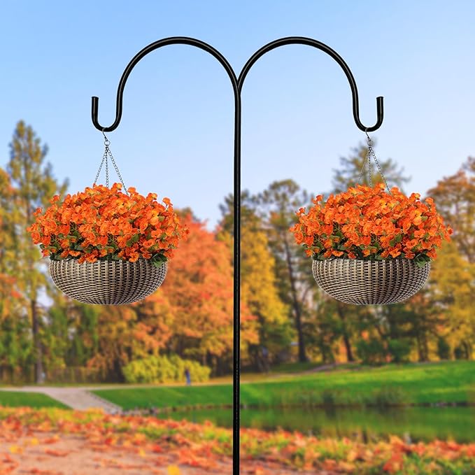 8 Bundles Fall Flowers Artificial for Decoration, Faux Fall Flowers for Outdoor Planters, Autumn Fake Hibiscus Syriacus Silk Flowers Plants Look Real UV Resistant for Outside Home Porch Patio