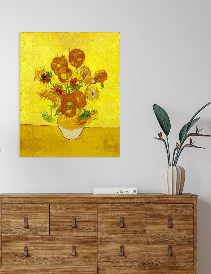 DECORARTS - Sunflowers, Vincent Van Gogh Art Reproduction. Giclee Canvas Prints Wall Art for Home Decor 20x16