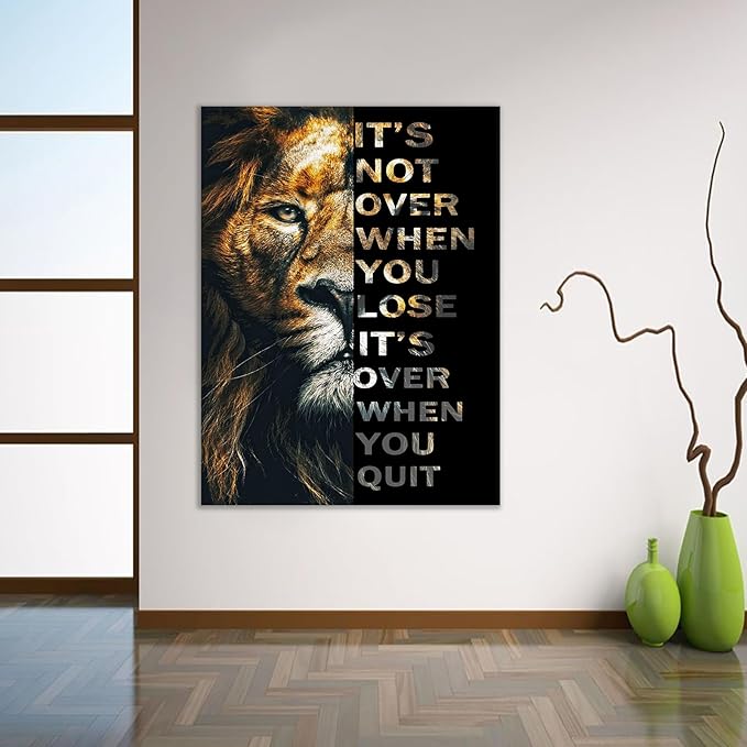 Animal Motivational Posters Lion Picture Entrepreneur Art Quotes Canvas Poster Print Painting Artwork for Home Office Pictures Big Inspirational Wall Decor Framed Ready to Hang [30''W x 40''H]