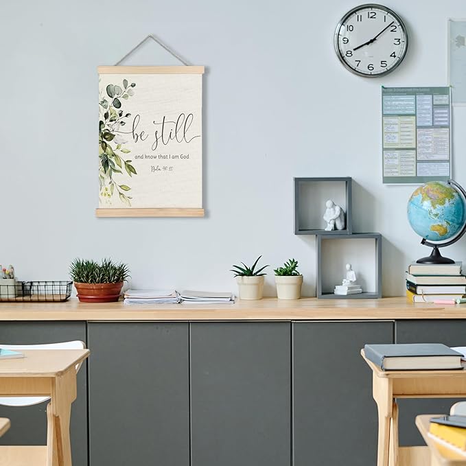 Supwhd Christian Wall Decor for Bedroom Living Room Office, Be Still and Know That I am God Psalm 46 Christian Wall Art Framed, 16x24