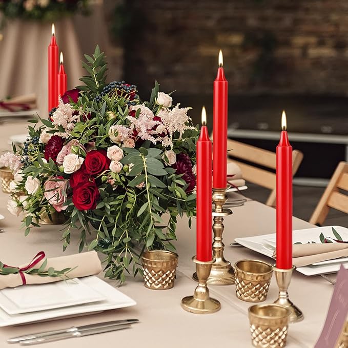 20PCS 4-inch Red Taper Candles for Decorative Use - Perfect for Christmas Events and Celebrations