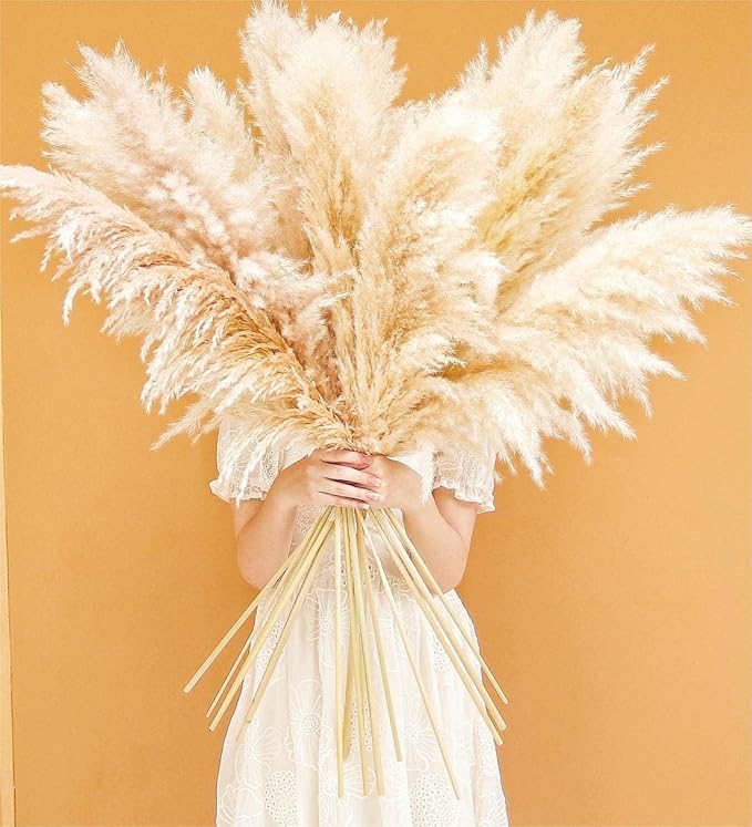 40" Tall Pampas Grass – 16 Stems Natural Pompas Grass for Wedding, Party, Farmhouse, and Boho Home Decor