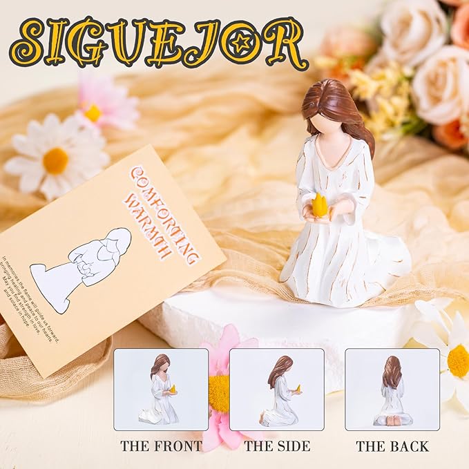 Miscarriage Gifts for Mothers, Radiant Hope, Hand-Painted Resin Sculpture of Woman in Cream Dress Holding Golden Flame, for Sympathy, Comfort, Remembrance, and Healing