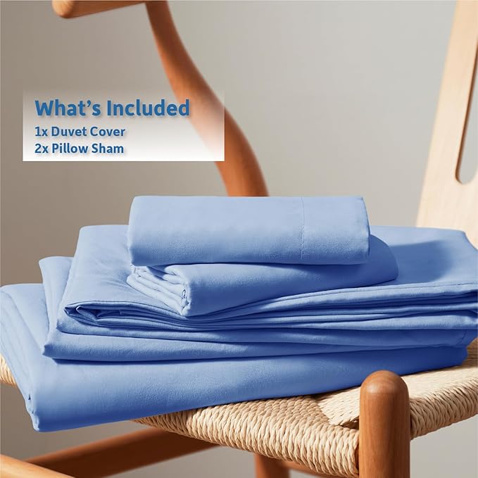 Nestl Calm Blue Duvet Cover Full Size - Soft Double Brushed Full Size Duvet Cover Set, 3 Piece, with Button Closure, 1 Duvet Cover 80x90 inches and 2 Pillow Shams