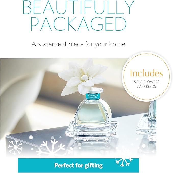 Agraria PetiteEssence Flower and Reed Diffuser Set, 1.7 oz, Handcrafted Sola Flower Botanical Scent Diffuser for Home, Scented Oil Gift Set