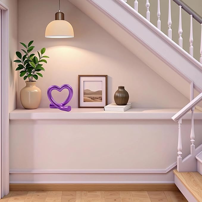 Purple Heart Sculpture – Romantic & Unique Gift for Anniversary, Valentine’s Day, Modern Decorative Figurine for Bedroom or Shelf