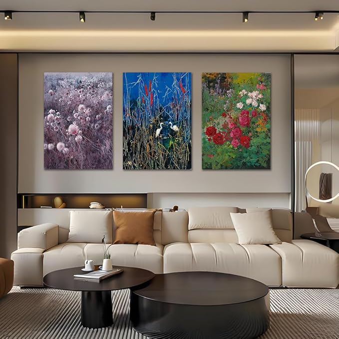 Sense&Sensitivity Arts Abstract Blue Heron & Egret Canvas Print Wall Art 32" x 24" Vertical Modern Abstract Wall Decor for Living Room, Bathroom, Bedroom, Kitchen, Office & Hallway