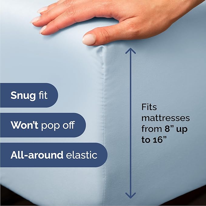 Queen Size 4 Piece Sheet Set - Comfy Breathable & Cooling Bed Sheets Set - Hotel Luxury Bedding for Women, Men, Kids, Teens, Boys & Girls - Deep Pockets, Ultra-Soft, Wrinkle Free - Oeko-Tex - Sky Blue