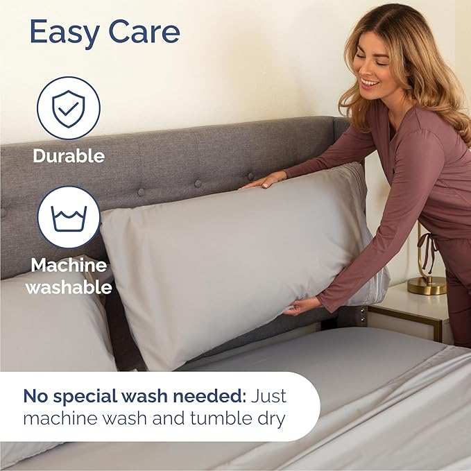 Queen Size 4 Piece Sheet Set - Comfy Breathable & Cooling Bed Sheets Set - Hotel Luxury Bedding for Women, Men, Kids, Teens, Boys & Girls - Deep Pockets, Soft and Wrinkle Free - Oeko-Tex - Light Grey