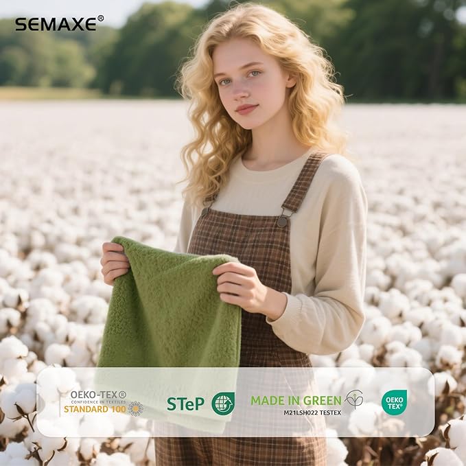 SEMAXE Sage Green Hand Towels for Bathroom, 100% Cotton Towels with Hanging Loops, Soft and Highly Absorbent, 4 Pack Hand Towel Set for Gym, Shower, Hotel, Spa and Kitchen