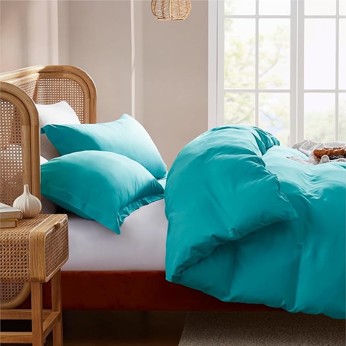 Nestl Teal Duvet Cover Full Size - Soft Double Brushed Full Size Duvet Cover Set, 3 Piece, with Button Closure, 1 Duvet Cover 80x90 inches and 2 Pillow Shams