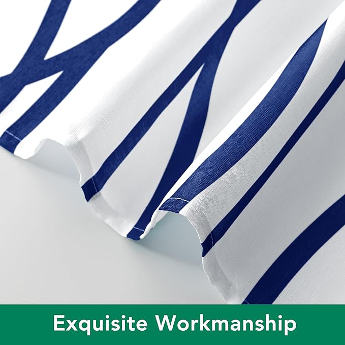 Biscaynebay Textured Fabric Shower Curtain 72x72 Inch, Navy Printed Striped Linen Modern Hotel Luxury Quality Cloth Bathroom Curtains Machine Washable