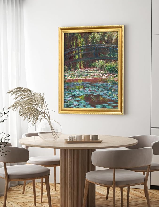 DECORARTS - Claude Monet Water Lily Pond Giclee Print with Gold Solid Wood Frame, Impressionist Large Framed Wall Art, Ready to Hang, Framed Size 28.75x34.75, Made in USA