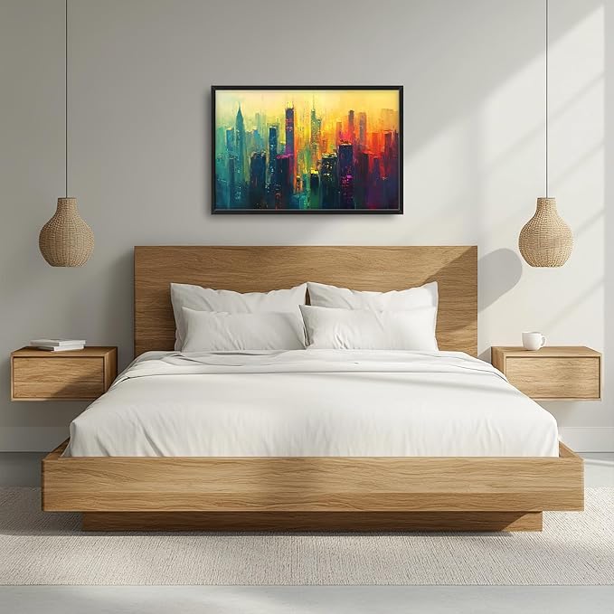 Framed Large Wall Art for Living Room, New York City Canvas Wall Decor, Large Cityscape Picture Framed Painting, Modern Artwork for Bedroom Office 36L'' × 24W''