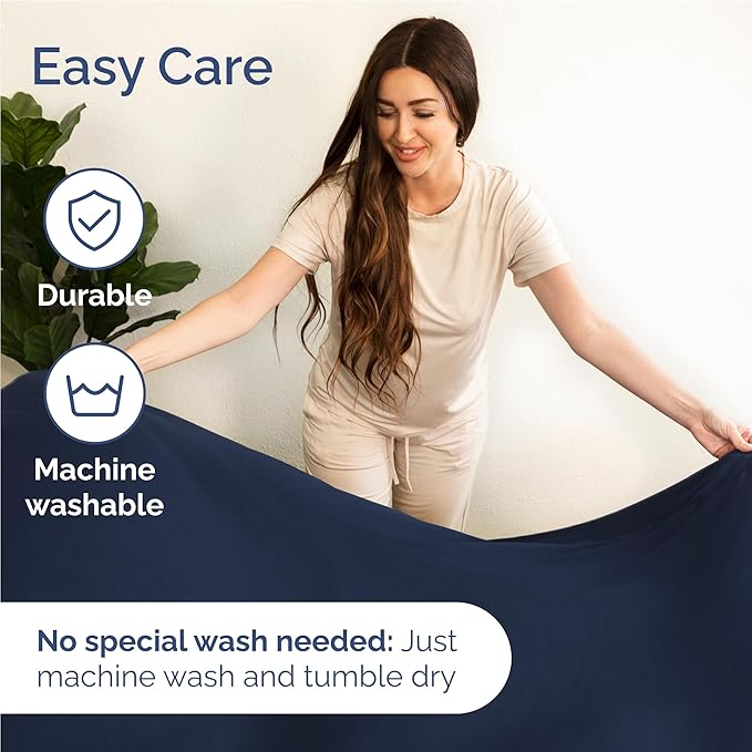 Full Size 4 Piece Sheet Set - Comfy Breathable & Cooling Bed Sheets Set - Hotel Luxury Bedding for Women, Men, Kids, Teens, Boys & Girls - Deep Pockets, Ultra-Soft, Wrinkle Free - Oeko-Tex - Navy Blue