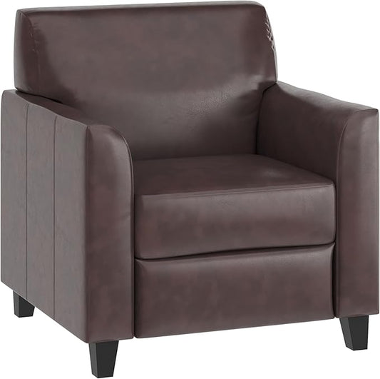 Flash Furniture Hercules Diplomat Series LeatherSoft Upholstered Side Reception Chair, Lobby Chair with Cushions and Flared Arms, Brown