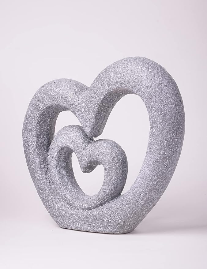 HAUCOZE Heart Decor Figurine Love Gifts Statue Modern Arts Sculpture Polyresin 13.8inch