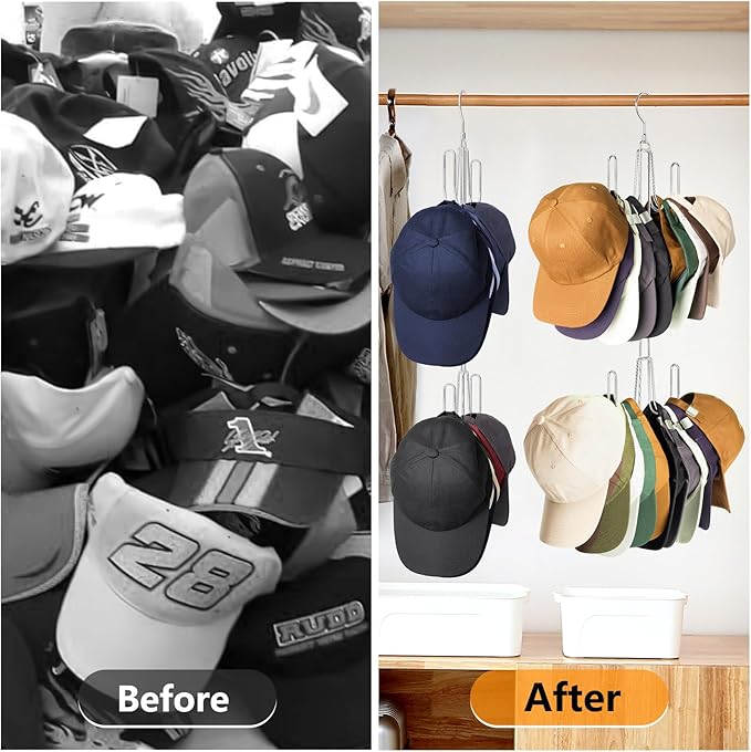 Hat Hangers for Closet, 1 Pack Stainless Steel Hat Organizer, Hat Racks for Baseball Caps, Cap Organizer for Baseball Caps, Silvery