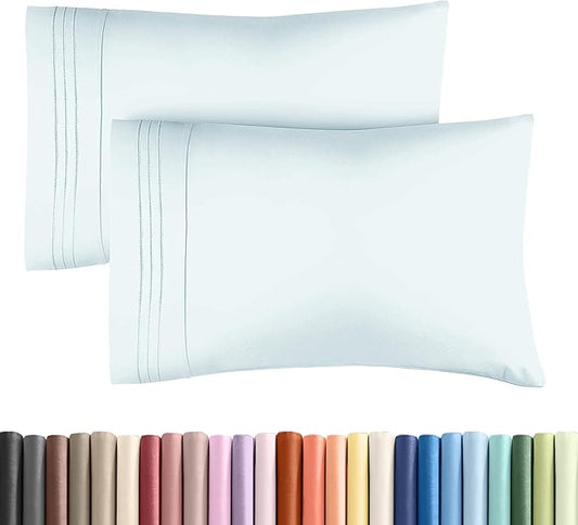 King Pillow Cases Set of 2 - Ultra Soft Hotel Quality Pillowcase Covers - Comfy, Cozy & Wrinkle Free - Shrinkage, Stain and Fade Resistant - Machine Washable Pillow Protectors - 2 Piece Set - Ice Blue