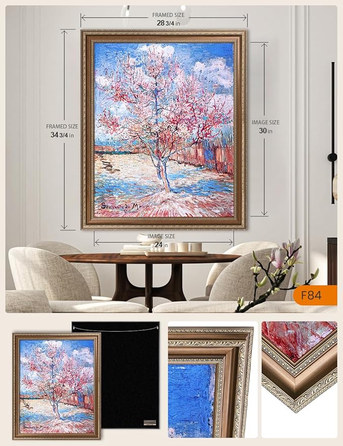 DECORARTS - Reminiscence of Mauve, Vincent Van Gogh Art Reproduction. Acid Free Cotton Canvas Giclee Print w/Bronze Frame&Mat for Wall Decor.
