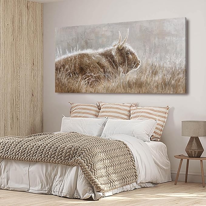 VAYIMDH Country Pictures Wall Decor Cow Canvas Wall Art Contemporary Wall Picture 29"x58" Large Artwork for Living Room Office Decorations