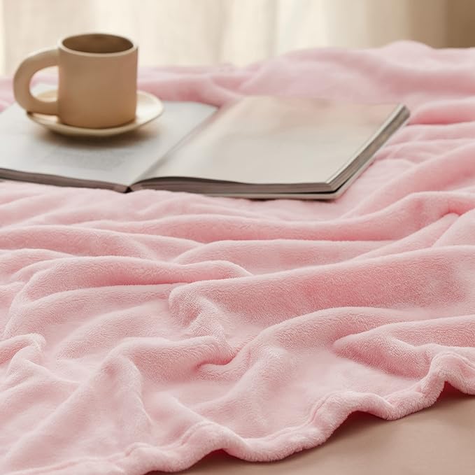 Bedsure GentleSoft Fleece Blanket Twin Size Pink - 300GSM Lightweight Plush Fuzzy Cozy Soft Blanket for Bed, Sofa, Couch, Travel, Camping, 60x80 inches