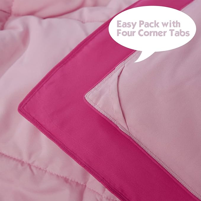 HIG 3pc Pink Queen Comforter Set Duvet Insert, Reversible, All Season, Box Stitched, with Corner Tabs, Soft, Fluffy