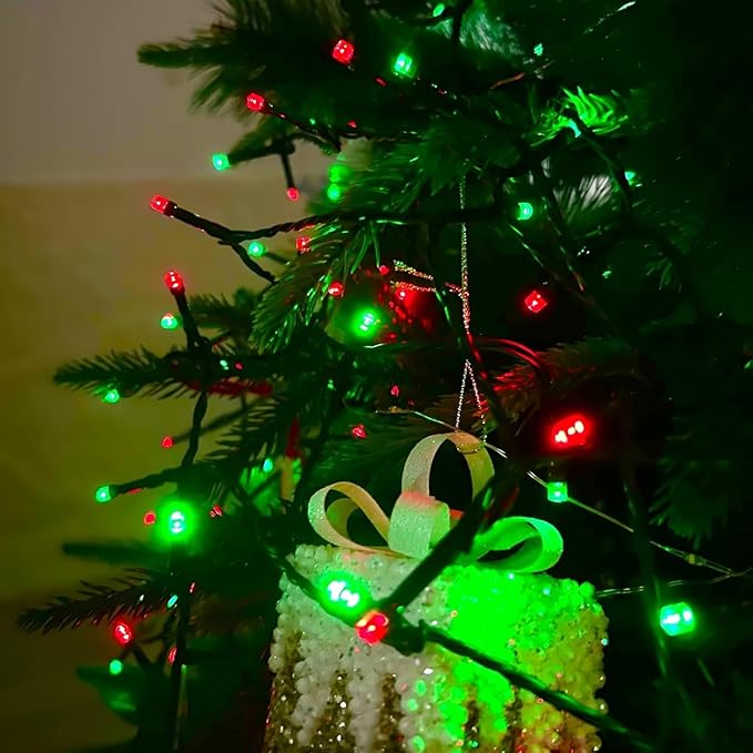 75.8 FT 200 LED Red and Green Christmas Lights Indoor Outdoor, Timer & Memory Function & 8 Modes, Extendable Green Wire, Waterproof Fairy Twinkle String Light for Xmas Tree Holiday Party Garden Yard