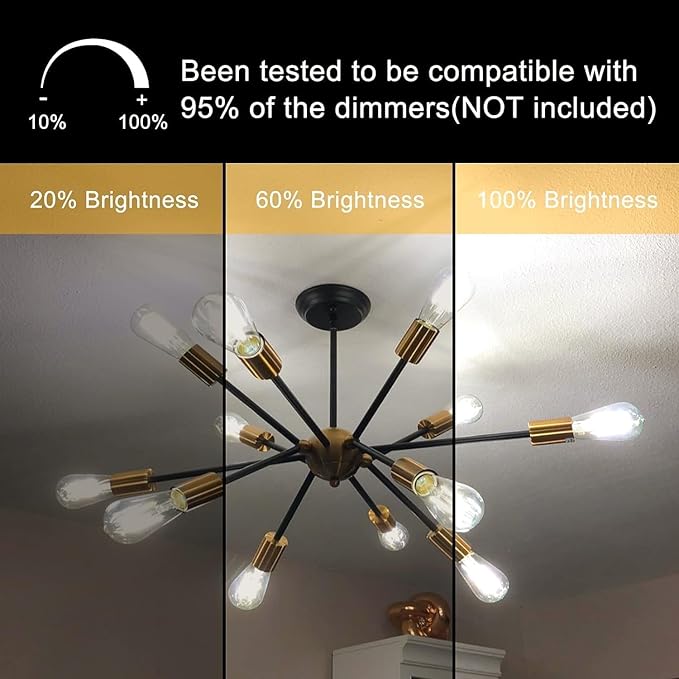 TJOY 12 Pack E26 Base Vintage LED Edison Light Bulbs, 60W Equivalent Dimmable, 4000K Natural White, 8W ST58 LED Filament Bulbs, 800Lumens, CRI80+, Antique Glass Style for Home, Bedroom, Farmhouse