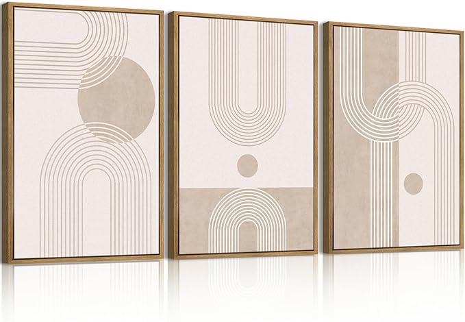 ANHUIB Neutral Wall Art Modern Boho Wall Decor Abstract Line Artwork 16x24 Inch Set of 3 for Living Room Bedroom Dining Room