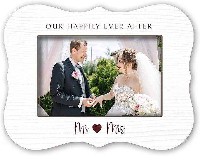 2025 Wedding Photo Frames - OUR HAPPILY EVER AFTER - Rustic Style Couple Engagement Frames, Wedding Gifts For Newlyweds, Newly Married Bedroom Desktop & Bedside Decoration Accessories - A01