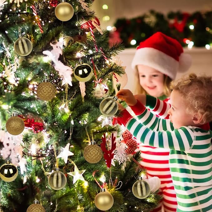 30PCS 2" Christmas Ball Ornaments Shatterproof Gold Christmas Tree Decorations Xmas Tree Balls Halloween Ornaments Décor