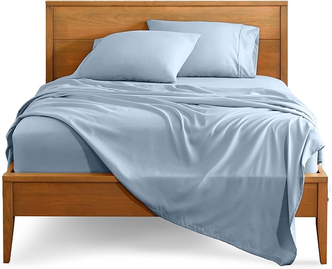 Bare Home Queen Sheet Set - Luxury 1800 Ultra-Soft Microfiber Bed Sheets - Double Brushed - Deep Pockets - Easy Fit - 4 Piece Set - Bedding Sheets & Pillowcases (Queen, Dusty Blue)
