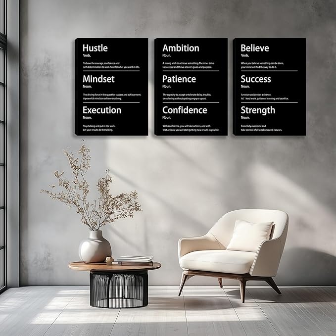 Motivational Wall Decor Paintings Inspirational Office Wall Decor Posters Prints 3 Pieces Bedroom Decor Living Room Office Canvas Picture Wall Painting Home Decoration Framed Artwork (48" Wx24 H)