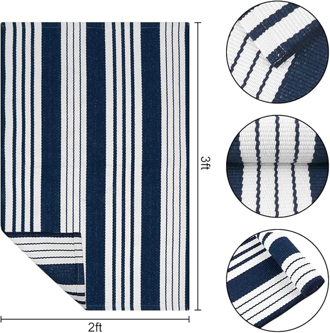 OJIA Front Door Mat Halloween Doormat 2'x3' Striped Front Door Rug Washable Fall Door Mats Outdoor Cotton Woven Indoor Outdoor Rugs Farmhouse Small Area Rug for Porch/Entryway/Kitchen/Bathroom