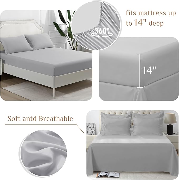 JOLLYVOGUE King Size Comforter Set, Ultra-Soft King Size Comforter Set 7 Pieces, Goose Down Alternative, Oeko-TEX Certified, Sheets & Pillowcases