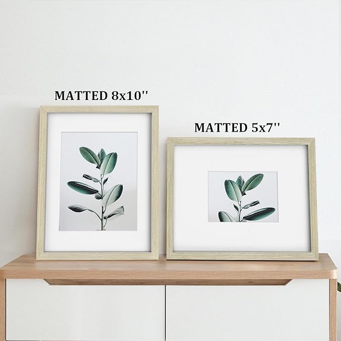 Egofine 11x14 Picture Frames Set of 4, Made of Solid Wood Covered by Plexiglass 5x7 and 8x10 with Mat or 11x14 without Mat, for Table Top Display and Wall Mounting Photo Frame Distressed Wood Grain