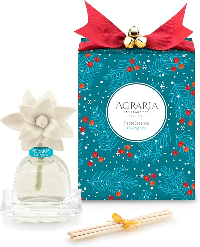 Agraria PetiteEssence Flower and Reed Diffuser Set, 1.7 oz, Handcrafted Sola Flower Botanical Scent Diffuser for Home, Scented Oil Gift Set